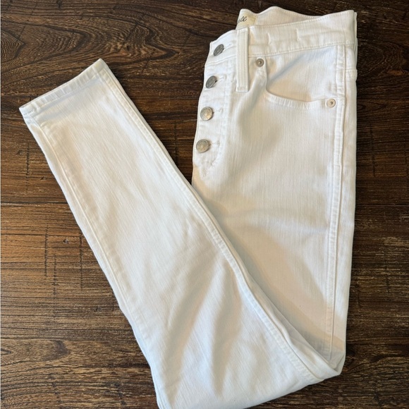 Madewell 10" High-Rise Skinny Crop Jeans Pure White Button-Front Edition Size 26 - Picture 13 of 14